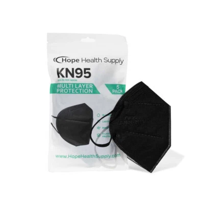 HOPE HEALTH SUPPLY hope health KN95 Face Mask Respirator 5-Ply Protective-BLACK-15 masks set