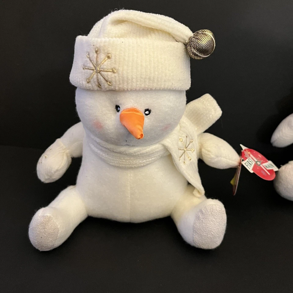 Lot Of 3 First & Main White Bear Snowmen W/Snowflake On Scarf Hat Gloves 9" Tags - Image 2 of 4