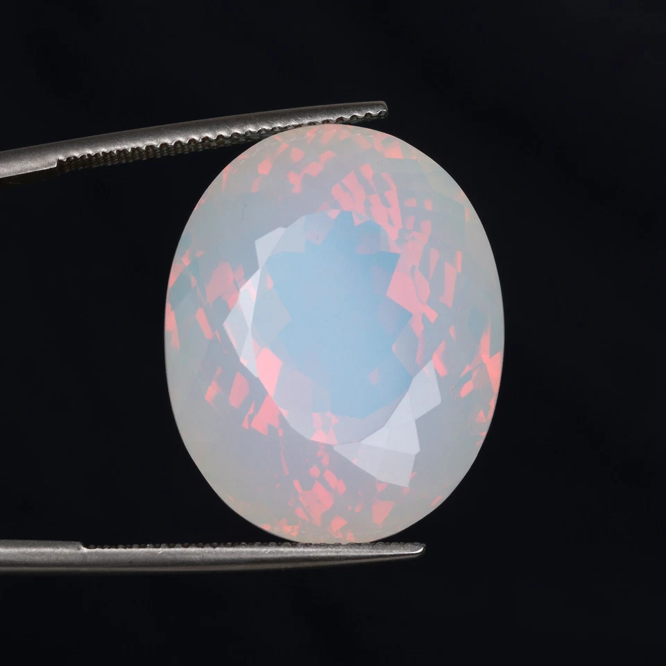 Opala de fogo branca etíope certificada 46,35 CT. corte oval pedra solta para pingente - Imagem 3 de 4