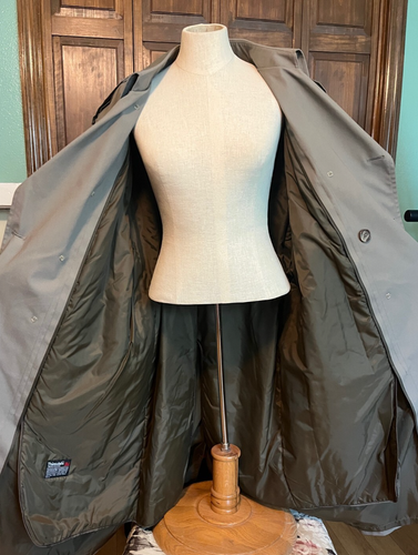 LONDON FOG Men's Double Breasted Trench Coat Olive Size 42R Removable Lining - Picture 6 of 9