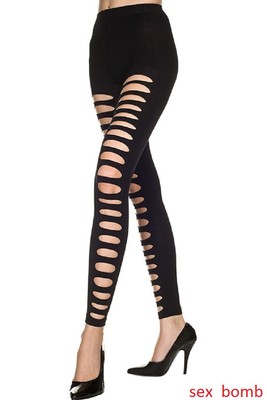 SEXY Leggings Strappati Aderenti Neri taglia unica Fashion GLAMOUR ! | eBay