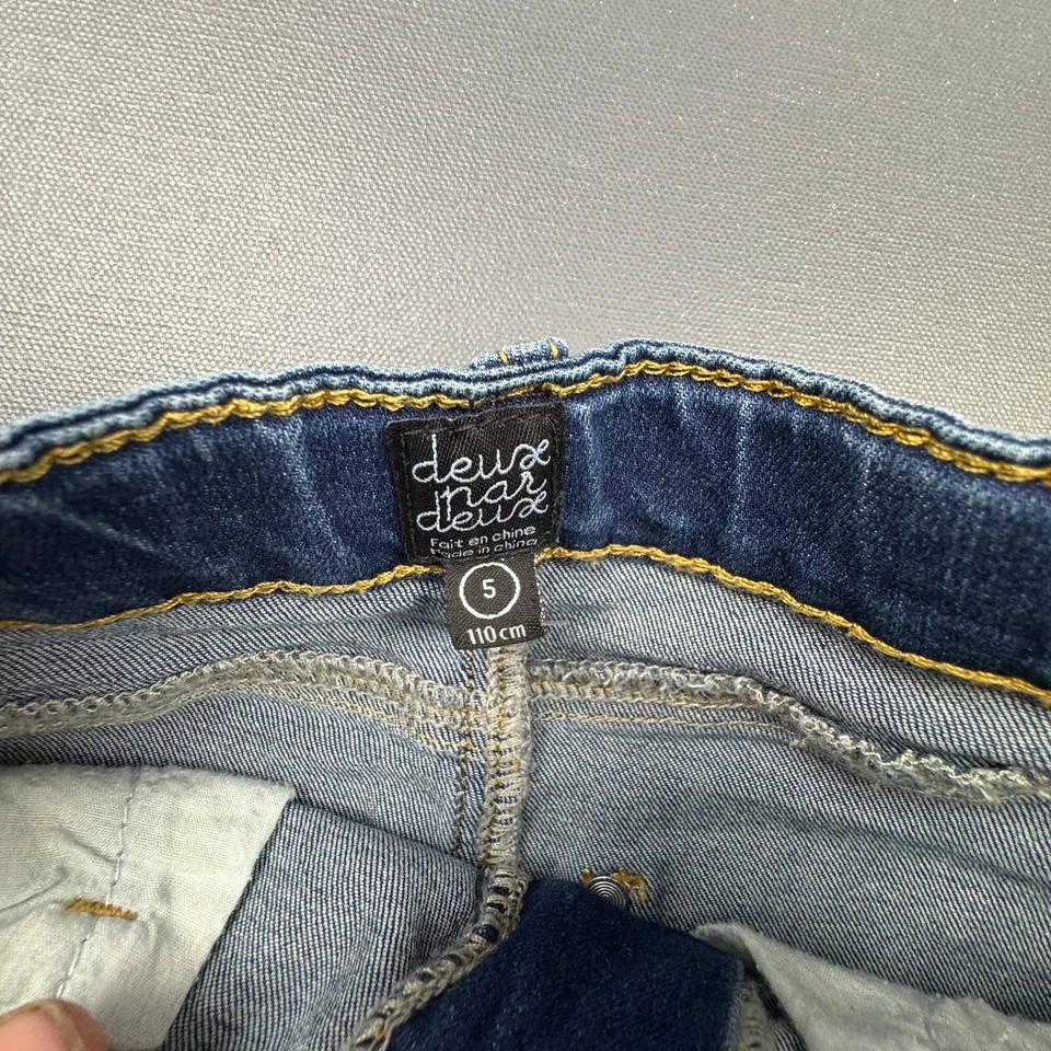 Falda vaquera Deux Par Deux para niñas talla 5 azul bordada floral caniche falda vaquera Foto 3 de 4