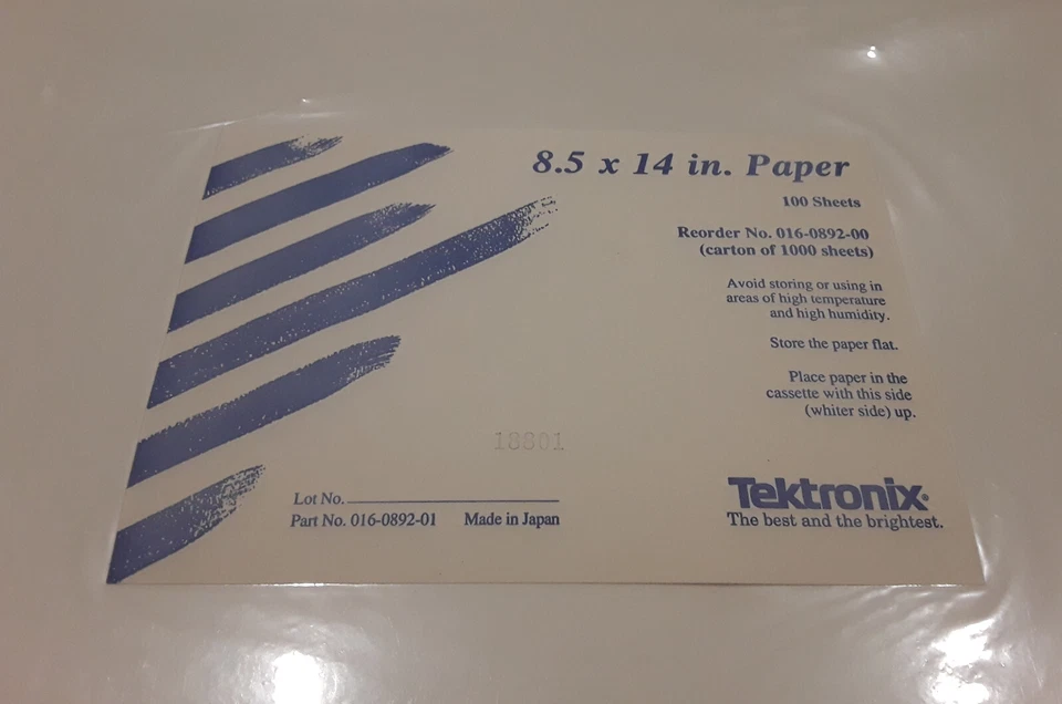 Papel Legal Térmico Láser Tektronix 100 Hojas 8.5 x 14" 016-0892-00 TOTALMENTE NUEVO Foto 2 de 4