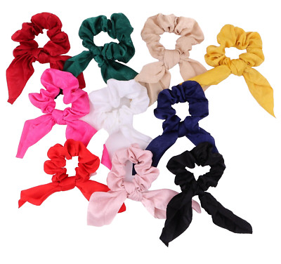 Mädchen Scrunchies Satin Kaninchen Knoten Haargummis Pferdeschwanz Halter Schwanz Knoten Scrunchy