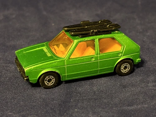 MATCHBOX LESNEY SUPERFAST No. 7 VW GOLF LIGHT LIME GREEN - FLAT BLACK BASE