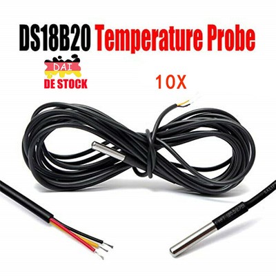 5-12X DS18B20 Temperaturfühler Thermosensor Temperatur-sensor Wasserdicht Kabel