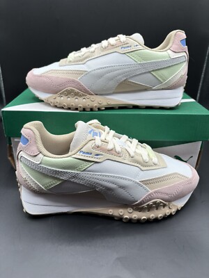 New Puma Junior Blacktop Rider BTS Jr Sneaker White Dewdrop Rose Quartz  Size