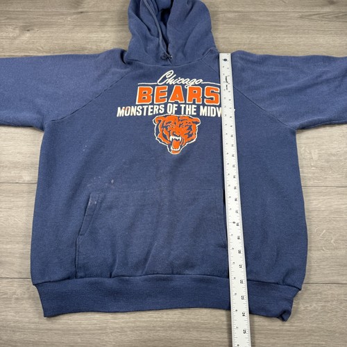 VTG 80s Chicago Bears Raglan Hoodie Sweatshirt Vintage Healthknit USA Faded - Picture 5 of 12