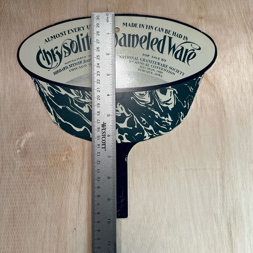 Vintage Advertising Sign Chrysolite Enameled Ware Graniteware MCM Enamel Green - 第 3/12 張圖片