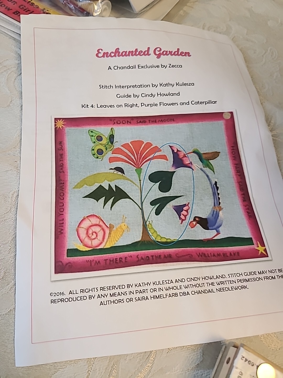 Needlepoint canvas Enchanted Garden CHANDAIL Zecca 2014 Canvas, Guide