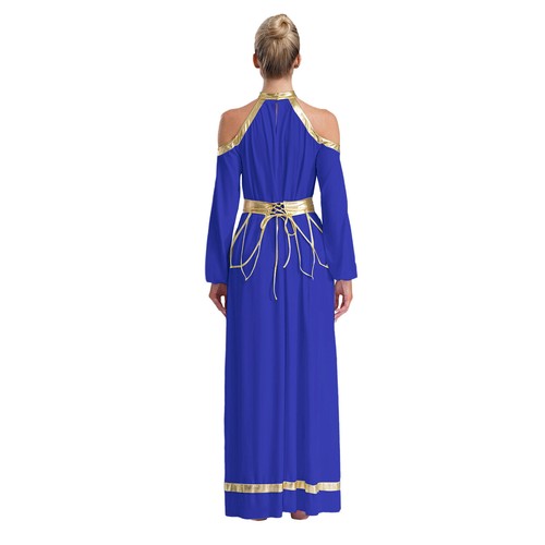 Women Praise Dance Dress Metallic Cold Shoulder Long Sleeves Costume Choir Robe - Picture 19 of 43