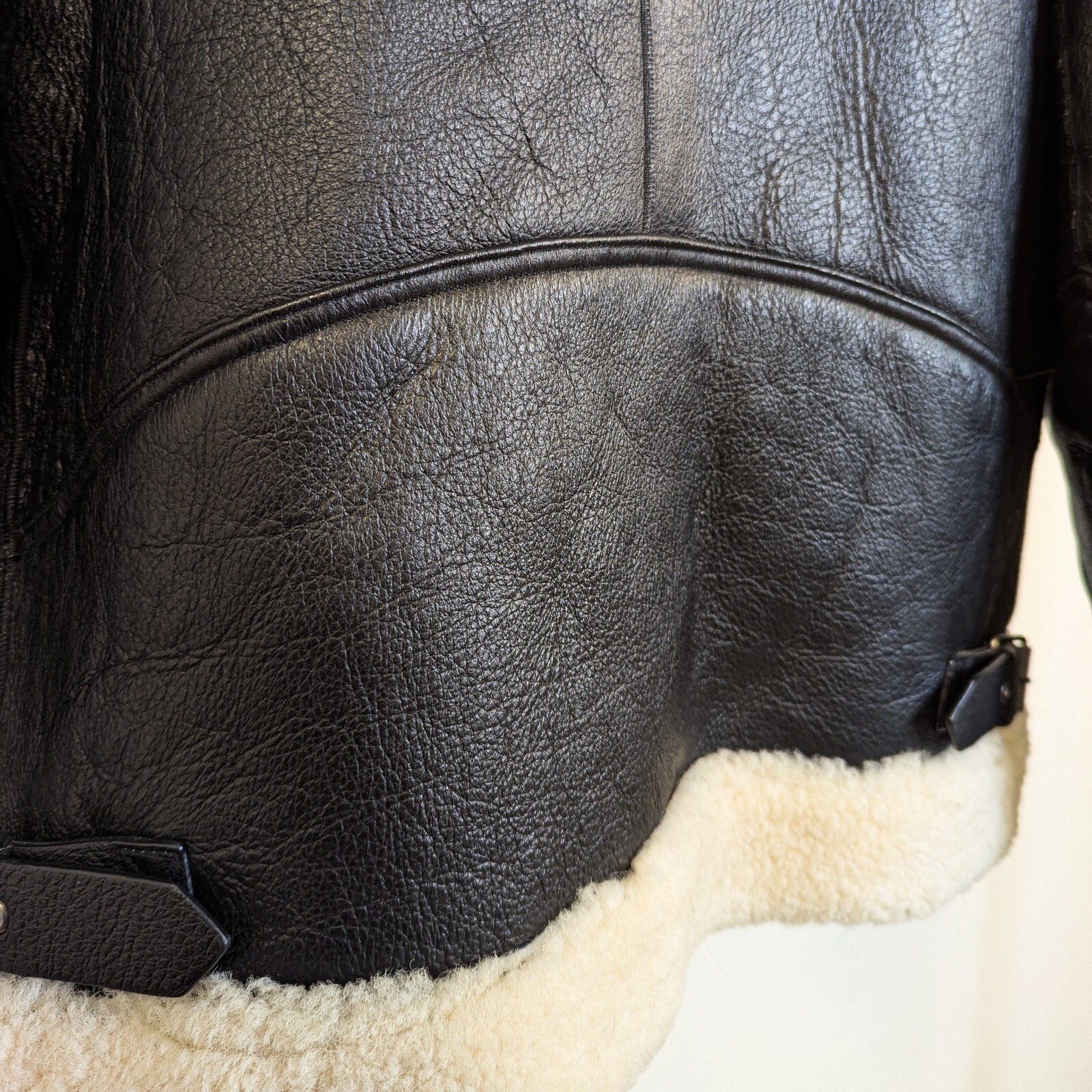 ZARA SRPLS 100percent Leather Shearling Jacket LARGE black aviator bomber edition L 42 image 9