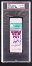HOF REGGIE JACKSON SIGNED 1974 WORLD SERIES GAME 1 TICKET HR ATHLETICS PSA 10