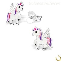 Alicorn Einhorn Ohrstecker 925 Sterling-Silber Ohrringe Kinder Pegasus Pferd
