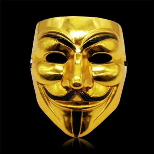Maschera Anonymous Dorato Film V per Vendetta Guy Fawkes Cosplay Costume - Foto 2 di 7