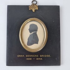 Antique 19th Century Silhouette Portrait Miniature "Chas. Berners Bridge"