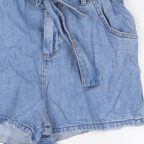 Mango pantaloncino donna blu cotone paperbag taglia 10 L3 con zip regolare - Foto 8 di 10