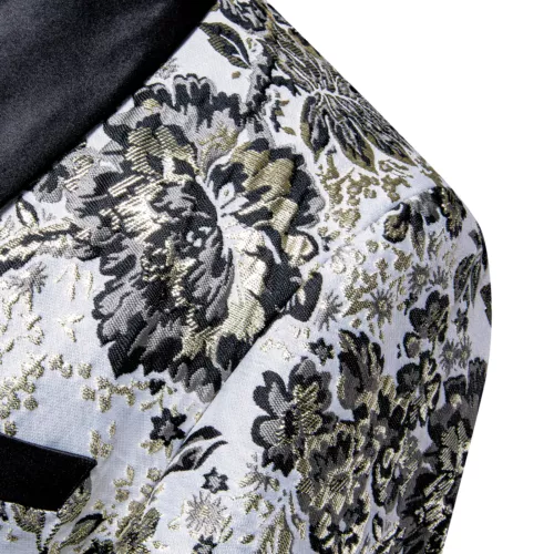 Para Hombres Floral Esmoquin Cena Chaqueta Calce Regular Chal Solapa Paisley Baile de graduación Fiesta Traje - Imagen 98 de 236