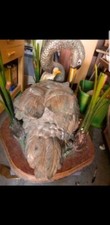 Large Cast Iron Swan Animal Figure with Ducklings and Reeds