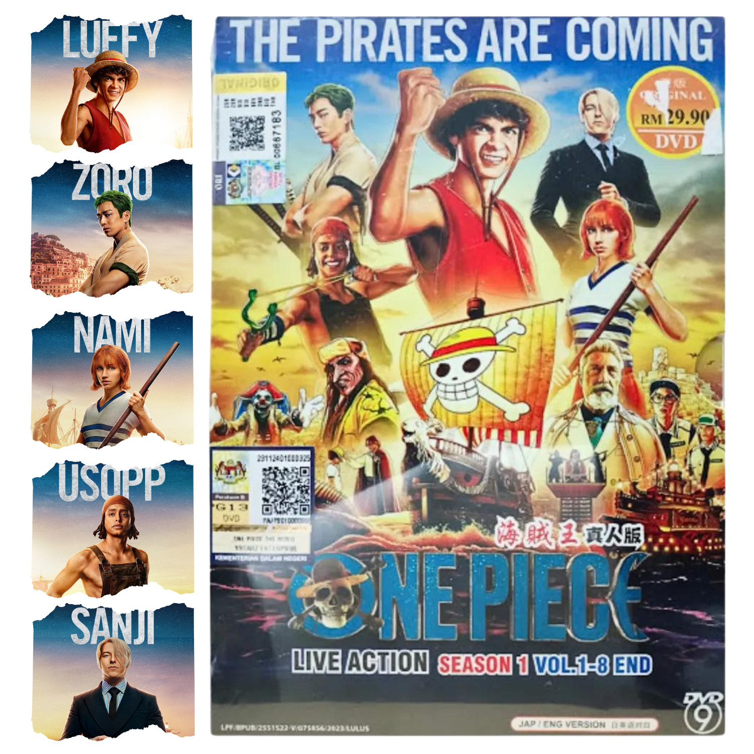 DVD ONE PIECE LIVE ACTION SEASON 1 ENG DUB (1-8 EPISODE END) FREE SHIPPING USA