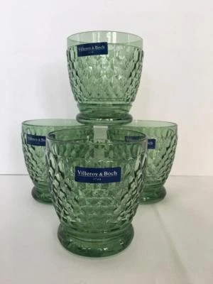 4 Villeroy & Boch Goblet~Tumbler~Double Old Fashioned Goblets NIB Boston Green - Image 1 of 4