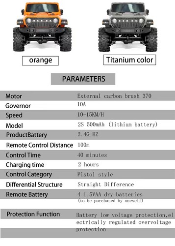 1/18 Wrangler Electric Remote Control 4WD Off-Road Climbing - Picture 5 of 21