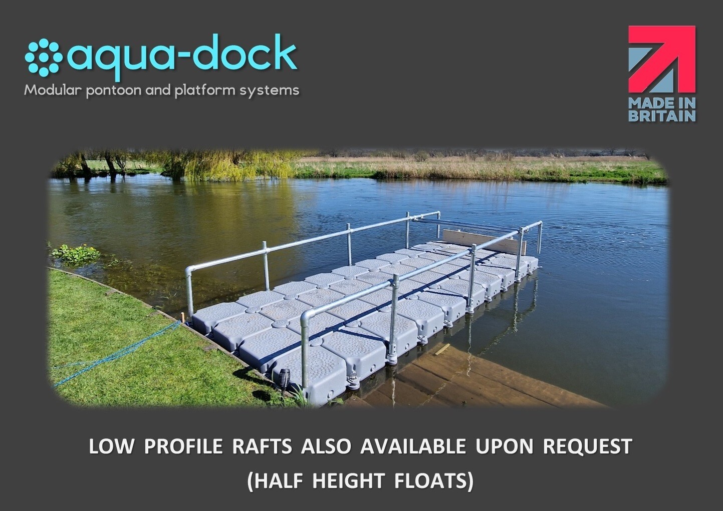 AQUA-DOCK 3m x 2m Modular Floating Pontoon / Raft (incl. handrails ...
