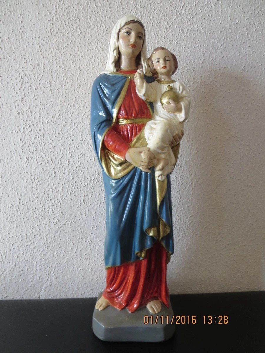 Madonna, Maria mit Kind, Keramik, bemalt