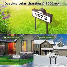 Solar LED Address Sign Light w/ Stake Lighted House Numbers for Home Street Yard