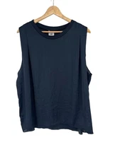 Cabi Womens Sleeveless Navy Blouse satin top Size Large