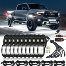 20 Pods Pure White LED Rock Lights with Extension Wires, IP67 Waterproof 6500K