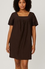 Antonio Melani silk blend shift dress brown size 10 Lagenlook Casual