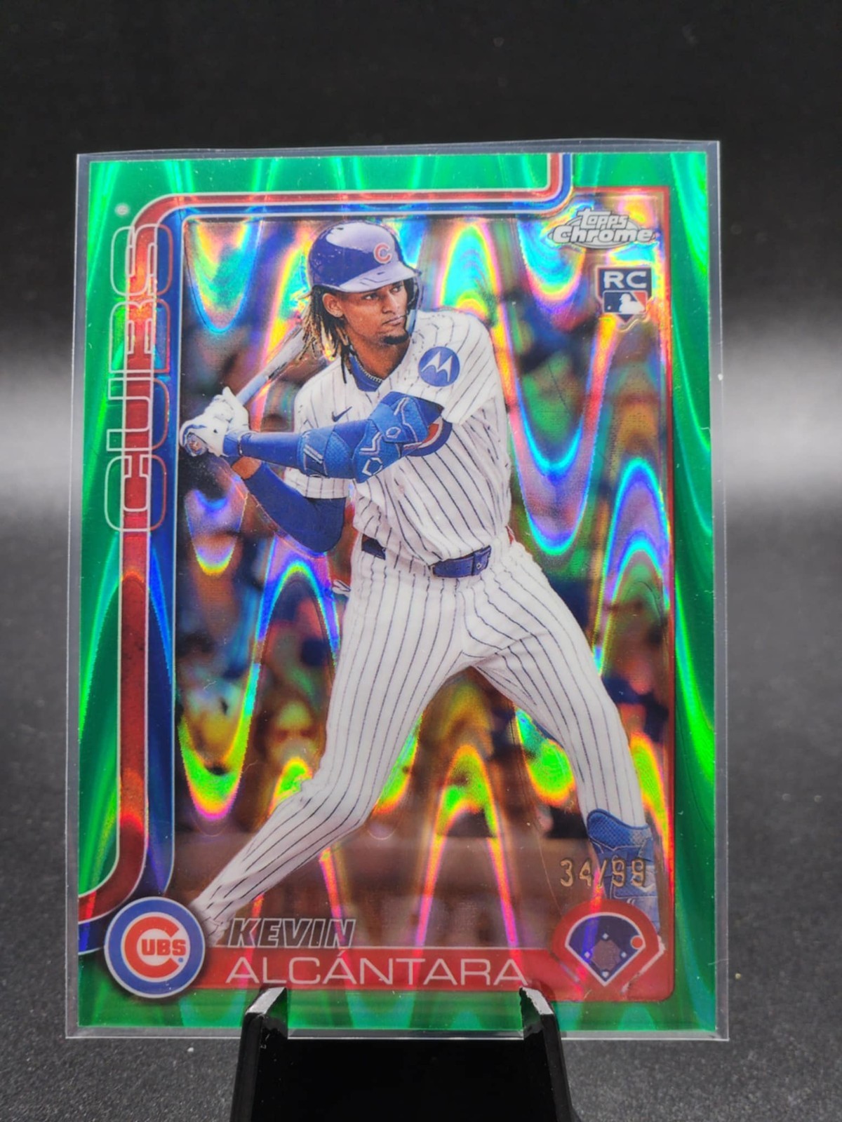 2025 Topps Chrome - Kevin Alcantara (#173) Green RayWave /99 RC