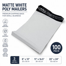 Matte White Poly Mailers Self Seal Shipping Bags Boutique Packaging 100Pk