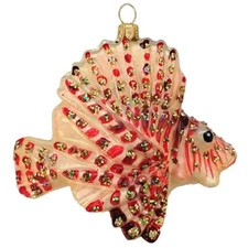 LIONFISH EUROPEAN BLOWN GLASS CHRISTMAS TREE ORNAMENT FISH LION