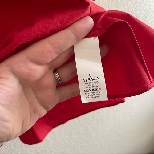 NWT Kate Spade Rhinestone Collar Top in Red Peplum Silk Blend Women's Size 8 - Picture 13 of 13