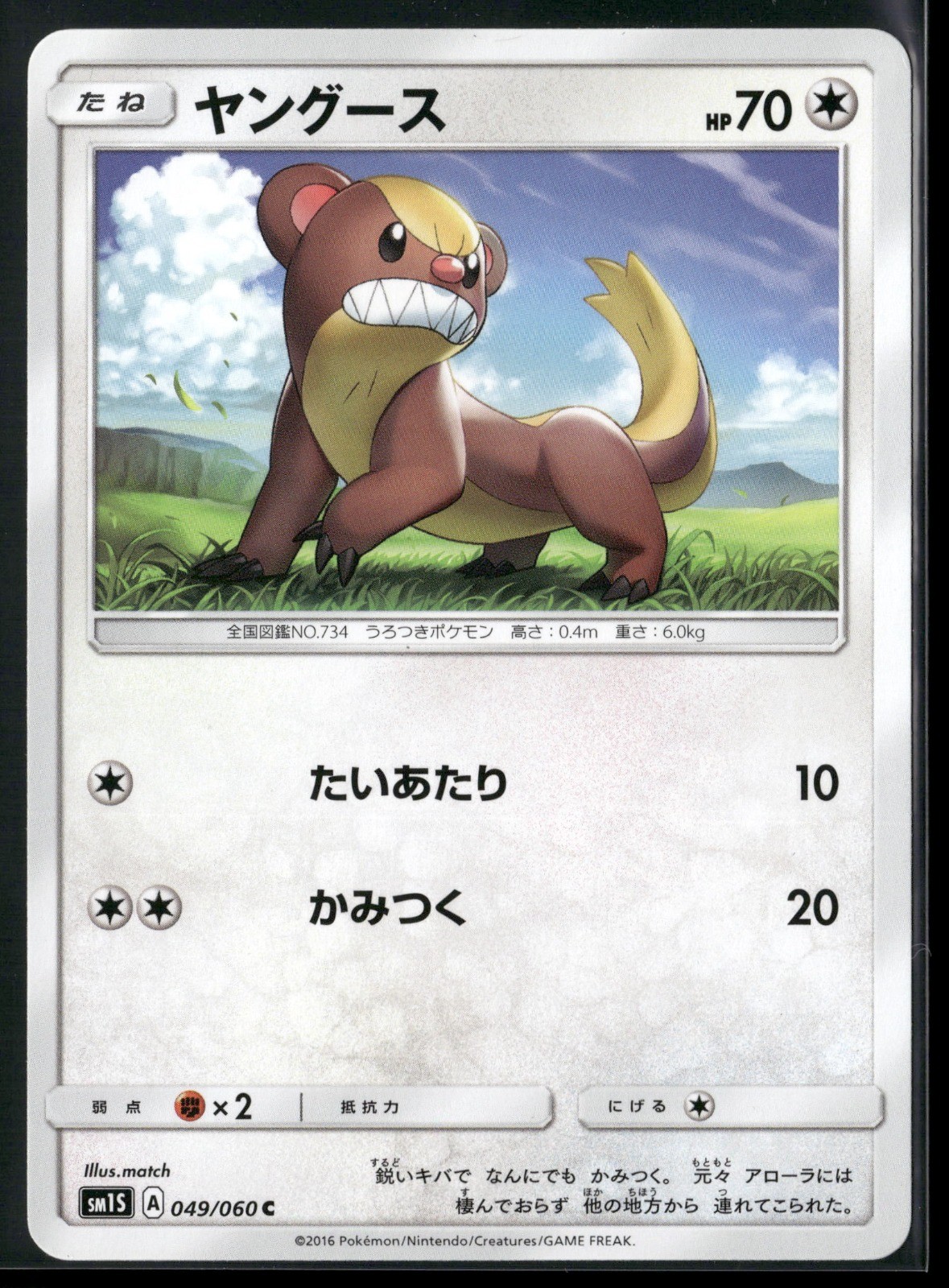 Yungoos Common SM1S: Collection Sun 049/060 2016 Pokemon TCG