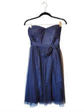 Jenny Yoo Collection Strapless Navy Blue Tulle Formal Cocktail Dress Size 8