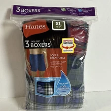 3 HANES Men's Cool Comfort Boxer Briefs Sz XL 40-42" Blue/Red/Green