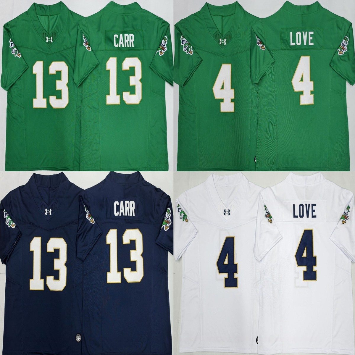 2026 Mens CJ Carr /Jeremiyah Love Norte Dame Fighting Irish All Stitched Jersey
