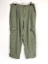 A New Day Womens 12 Cargo Pant Linen Blend Green Ankle Crop