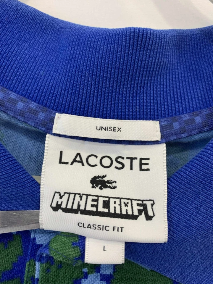 Rare Lacoste x Minecraft Unisex Polo Shirt Classic Blue Green Creeper Sz L #75 - Image 3 of 4