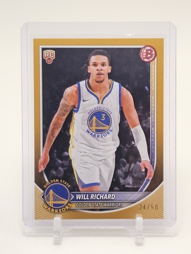 WILL RICHARD 2025-26 BOWMAN ROOKIE GOLD BORDER /50 #52 BASKETBALL WARRIORS Q5442