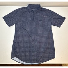 Men's Ariat Tek Button Down Shirt  Blue Patterned  Medium