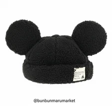 Tokyo Disney Resort Mickey Mouse Fluffy Hat Black Ears Cap Winter Japan limited