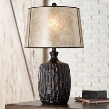 Kelly Rustic Farmhouse Table Lamp 25 1/2" High Brown Faux Wood for Bedroom House