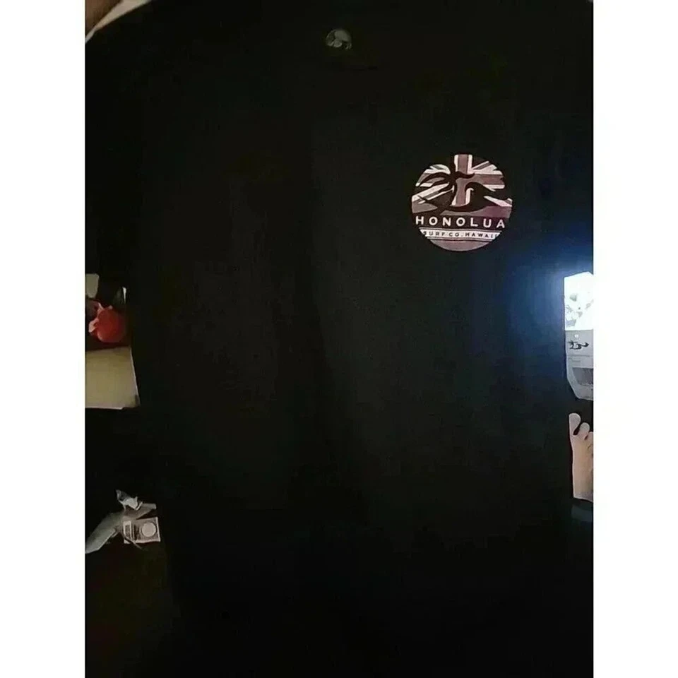 Honolua Surf Co 衬衫男式小号黑色冲浪海滩毛伊岛图案 T 恤 CR5 休闲 — 第 3/4 张图片