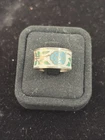 Vintage Siam Sterling Silver Floral Enamel Cigar Band Size 7.25 - 4.1g
