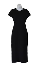 B6 NWT REFORMATION Black Rayon Blend Cap Sleeve Elona Midi Dress Size 2