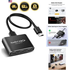 HDMI Switch 3 in 1 4K@60Hz 3 Port HDMI Switcher with 4FT HDMI Cable Black